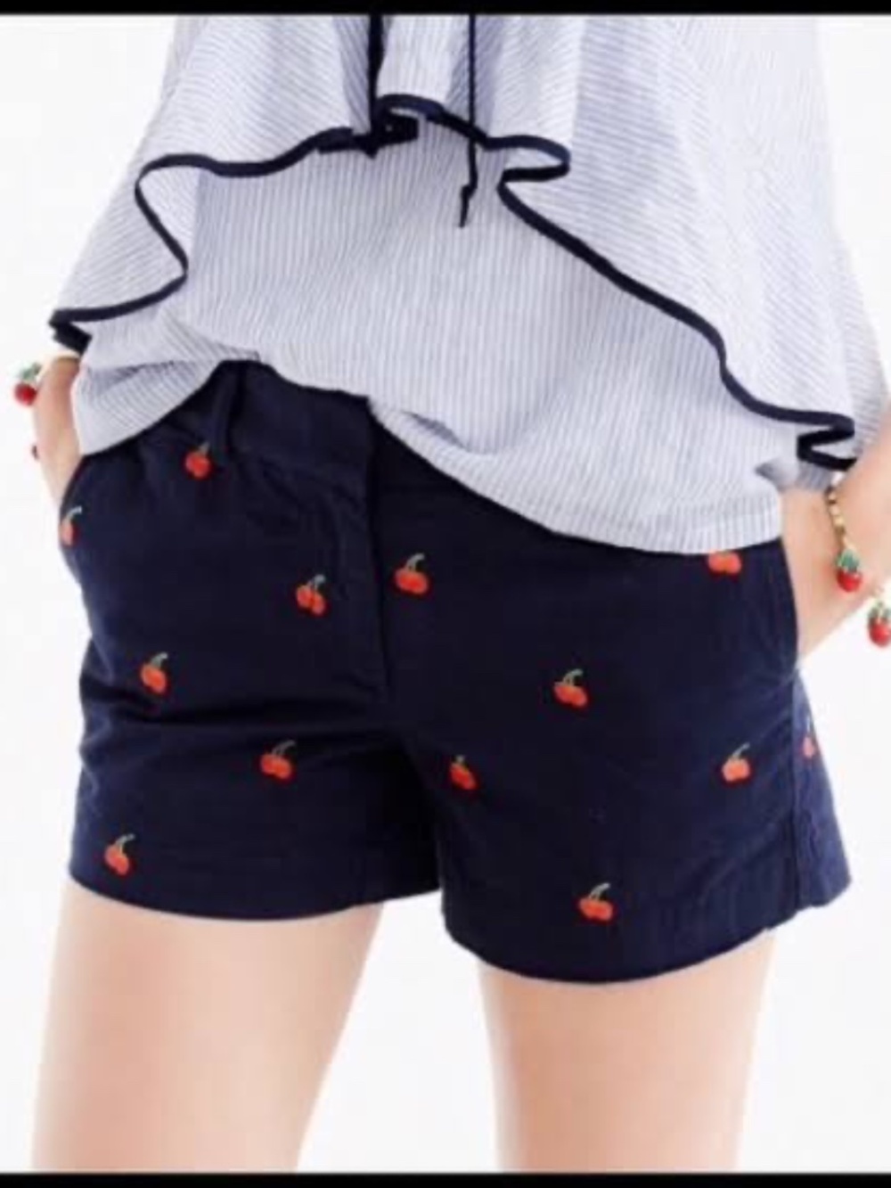 J.Crew 2 Cherry Embroidery Chino’s Shorts